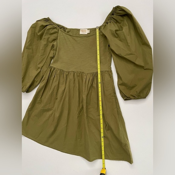 Nation LTD Heddie Combo Babydoll Dress Lichen Olive Green pockets small S - Picture 12 of 12